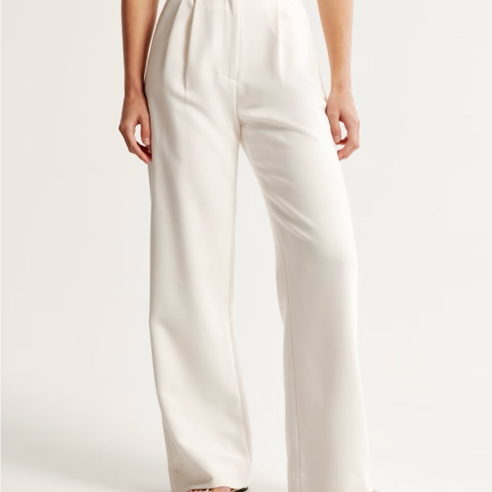 Abercrombie & Fitch White High-Waisted Trousers